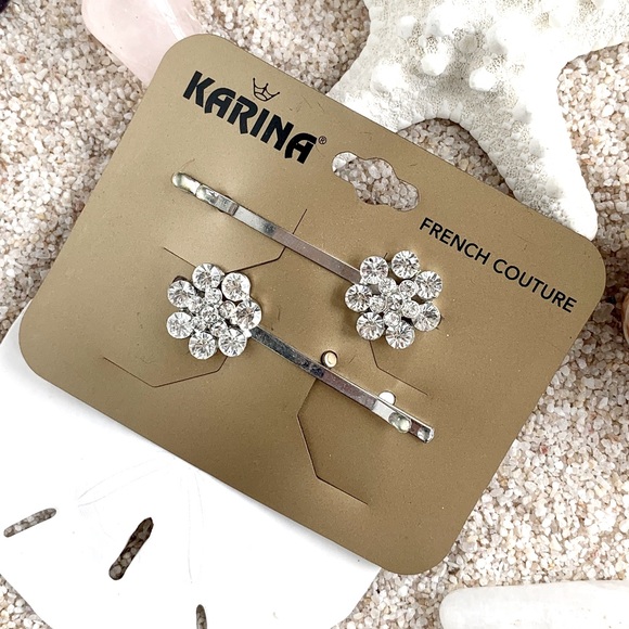 ✨🌸 Rhinestone Flower Barrettes - Picture 1 of 4